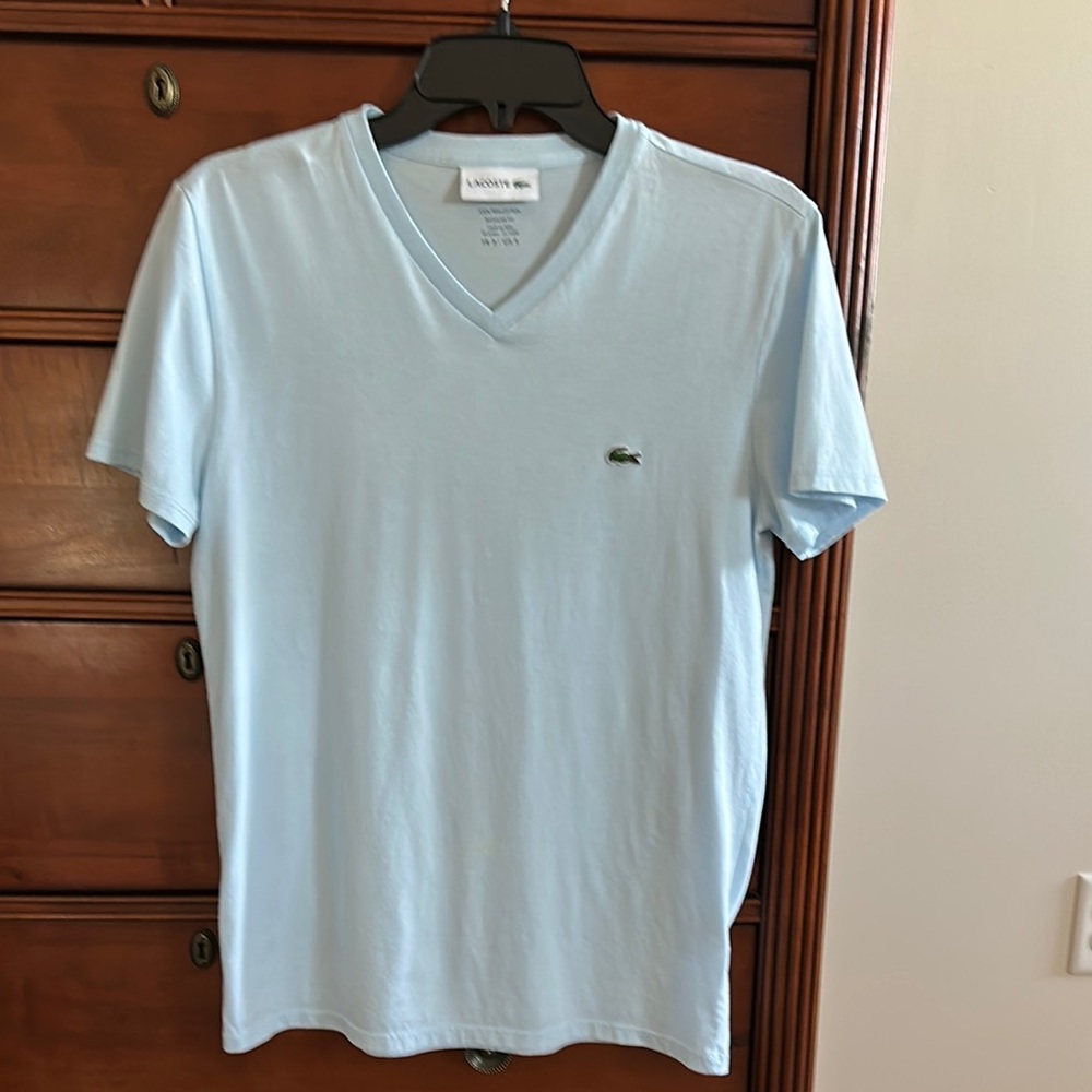 Lacoste Men's Light Blue V-Neck T-Shirt